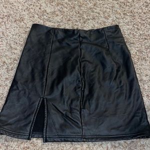 Black pleather skirt with slit